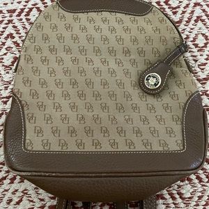 Dooney and Bourke, brown leather logo backpack purse